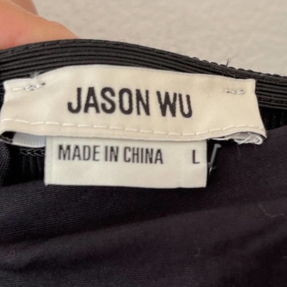 New Jason Wu Womens Tiered Smocked Maxi Dress Black Shoulder Ties Large - Picture 8 of 17